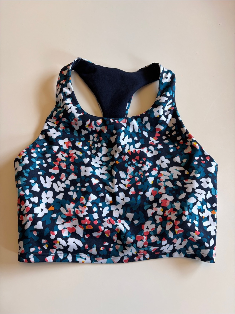Gap Fit Women's Navy Floral High-Neck Tank Top Sports Bra size XS